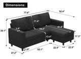 L Shaped Couch, Convertible Sectional Sofa with Linen Fabric, Modern Couch