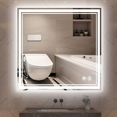 32“ x 32” LED Mirror for Bathroom Bathroom Mirror with Lights Front and Backlit LED