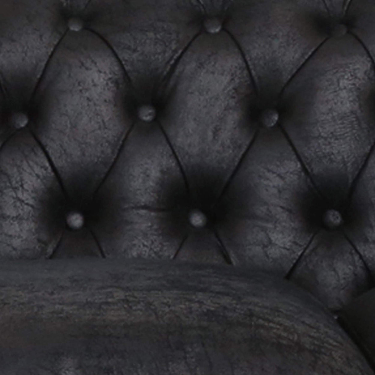 Tufted Microfiber Sofa with Scroll Arms, Black