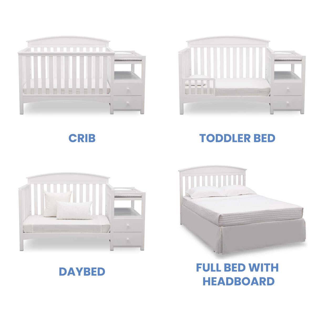 Abby Convertible Crib 'N' Changer, Bianca + Serta Perfect Slumber Dual Sided Recycled