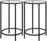 Round Accent Table Glass Top Sofa End Table w/Metal Frame, Protective Foot Pads