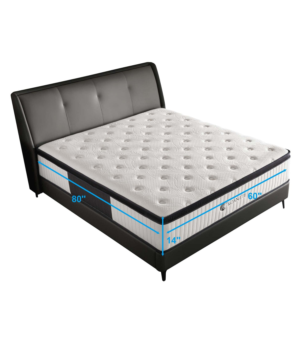 Queen Mattresses,14 Inch Queen Size Mattresses in a Box,Memory Foam Hybrid White & Black Mattress