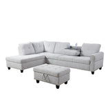 L Shaped Sectional Sofa Set with Storage Ottoman, Left Facing Chaise Longue,