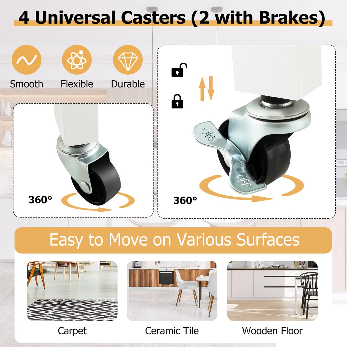 Kitchen Island Cart with Drawer, Rolling Kitchen Cart on Wheels