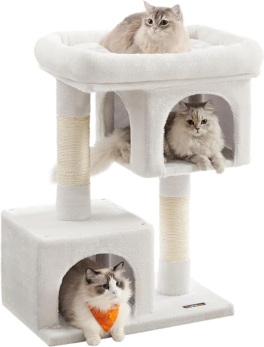 Cat Tree with Sisal-Covered Scratching Posts and 2 Plush Condos