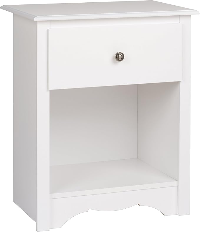 Sonoma Traditional Tall Nightstand Side Table with 1 Drawer and Open Shelf,