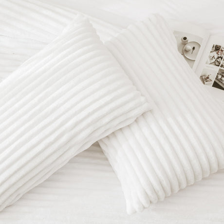 Fluffy Queen Comforter Set, Super Soft White Comforter Queen, Winter Warm Fleece Faux