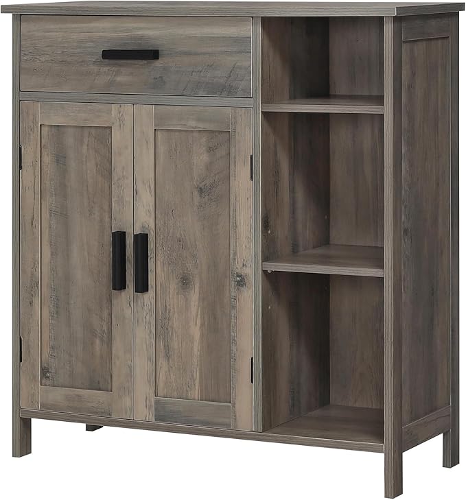 Bathroom Cabinet, Floor Storage Cabinet with Doors and Shelves, Coffee Bar Cabinet