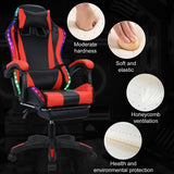 Gaming Chair with Bluetooth Speakers and LED Lights - Ergonomic High Back with Massage and Lumbar Support