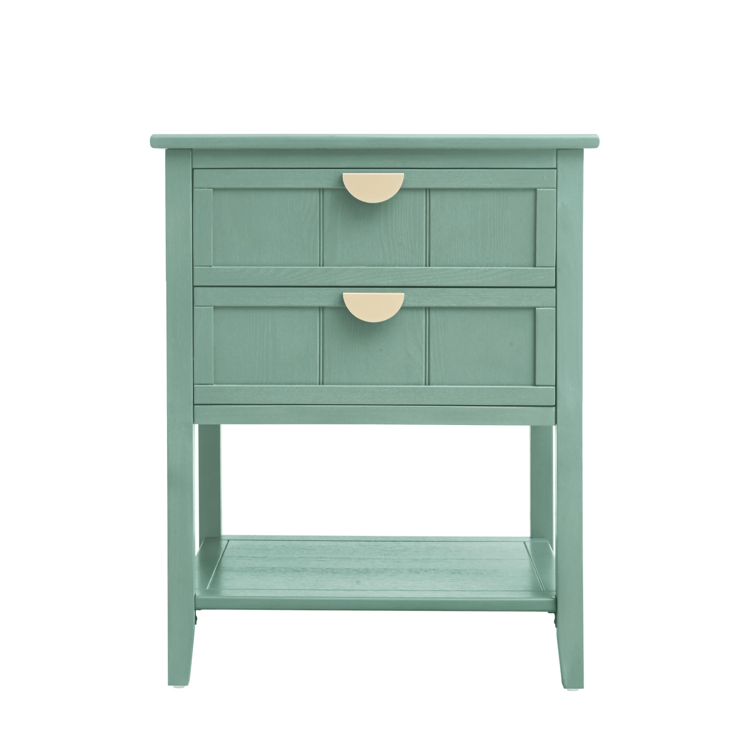 Nightstand, End Table with 2 Drawers, Mid Century Modern Side Table with Shelf Storage
