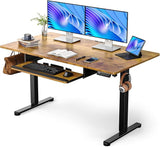 Electric Standing Desk with Keyboard Tray, 55x28 Inches Adjustable Height Sit Stand