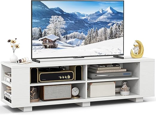 Wood TV Stand for TVs up to 65 Inch Flat Screen, Modern Entertainment Center