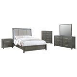 Kieran 5-Piece Queen Bedroom Set with Upholstered LED Headboard Grey