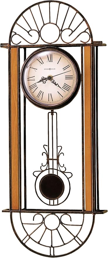 Devahn Wall Clock 625-241 – Wrought-Iron and Wood with Quartz Movement