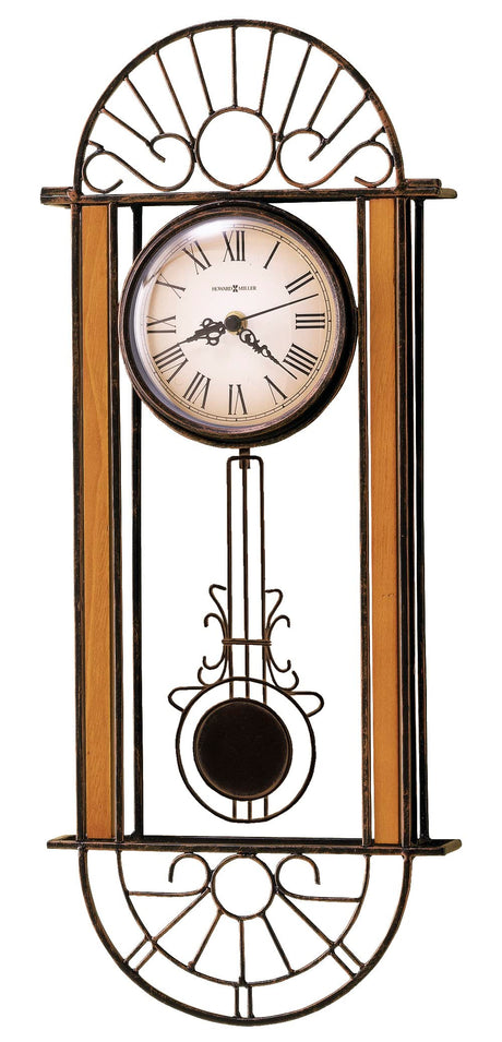 Devahn Wall Clock 625-241 – Wrought-Iron and Wood with Quartz Movement