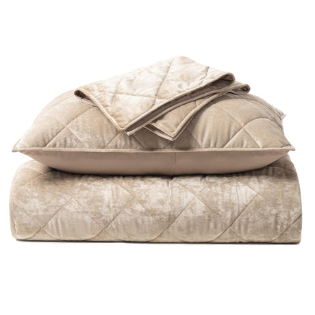 Luxury Crushed Velvet Quilt Set King Size, Diamond Quilted Lightweight Velvet Comforter,