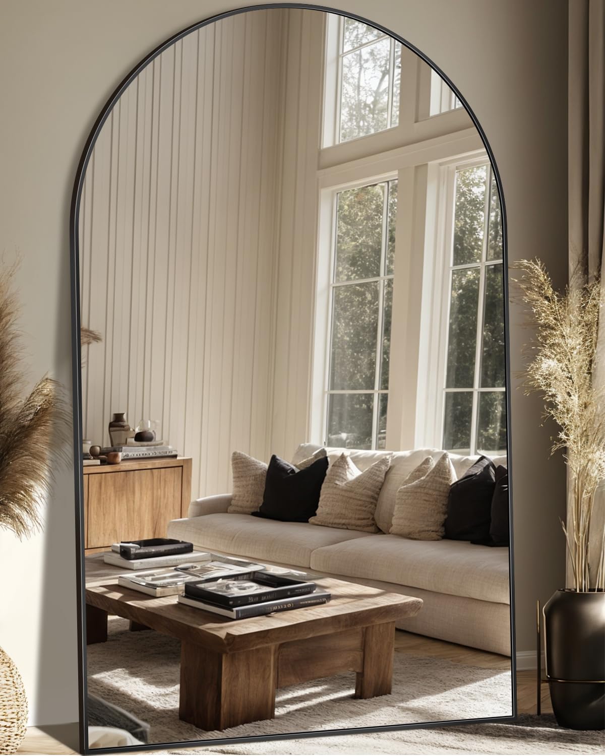 Full Length Mirror, 44"x72" Arched Full Body Oversized Floor Mirror, Free Standing Leaning Mirror