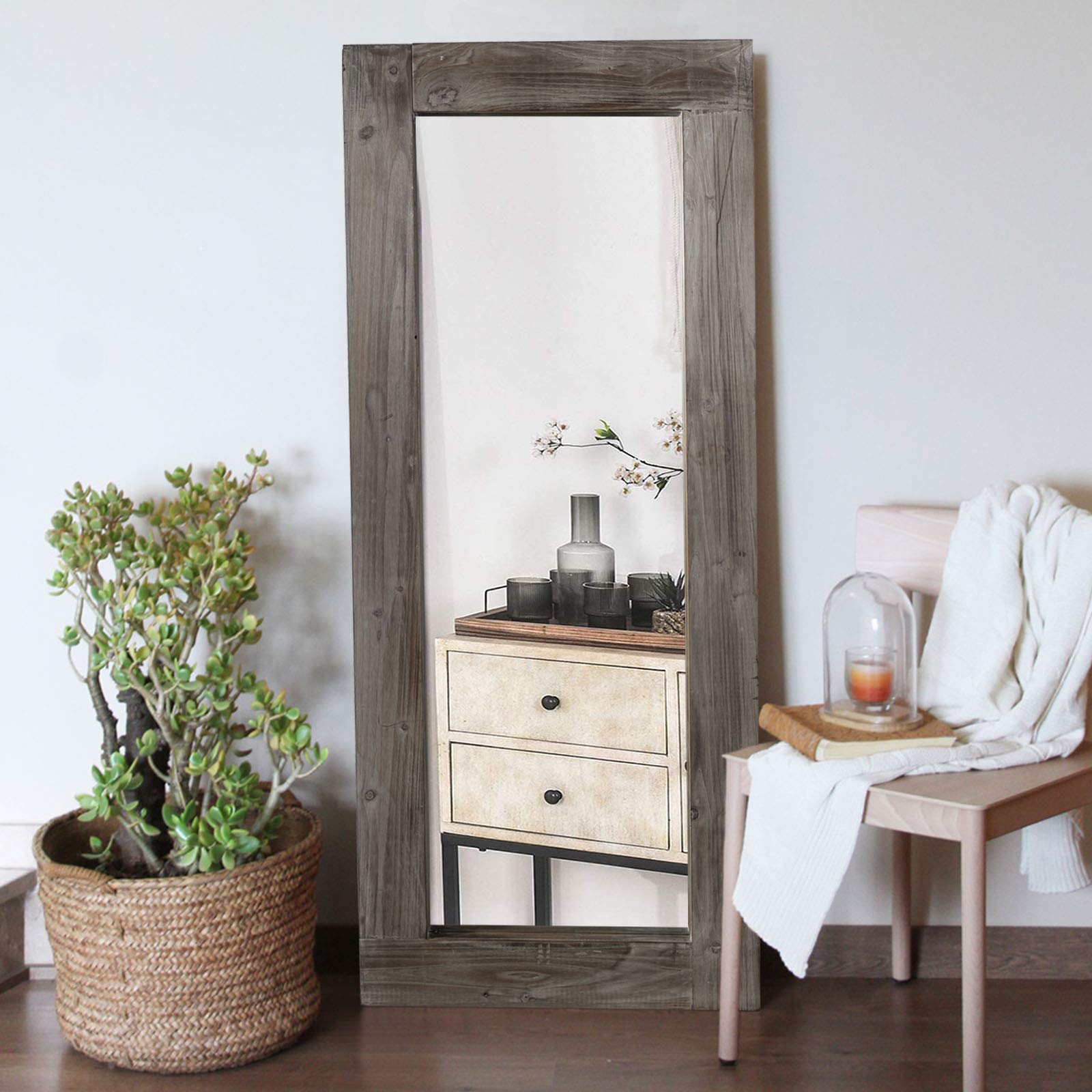 Full Length Dressing Mirror - Solid Wood Frame Floor Mirror 58"x24"