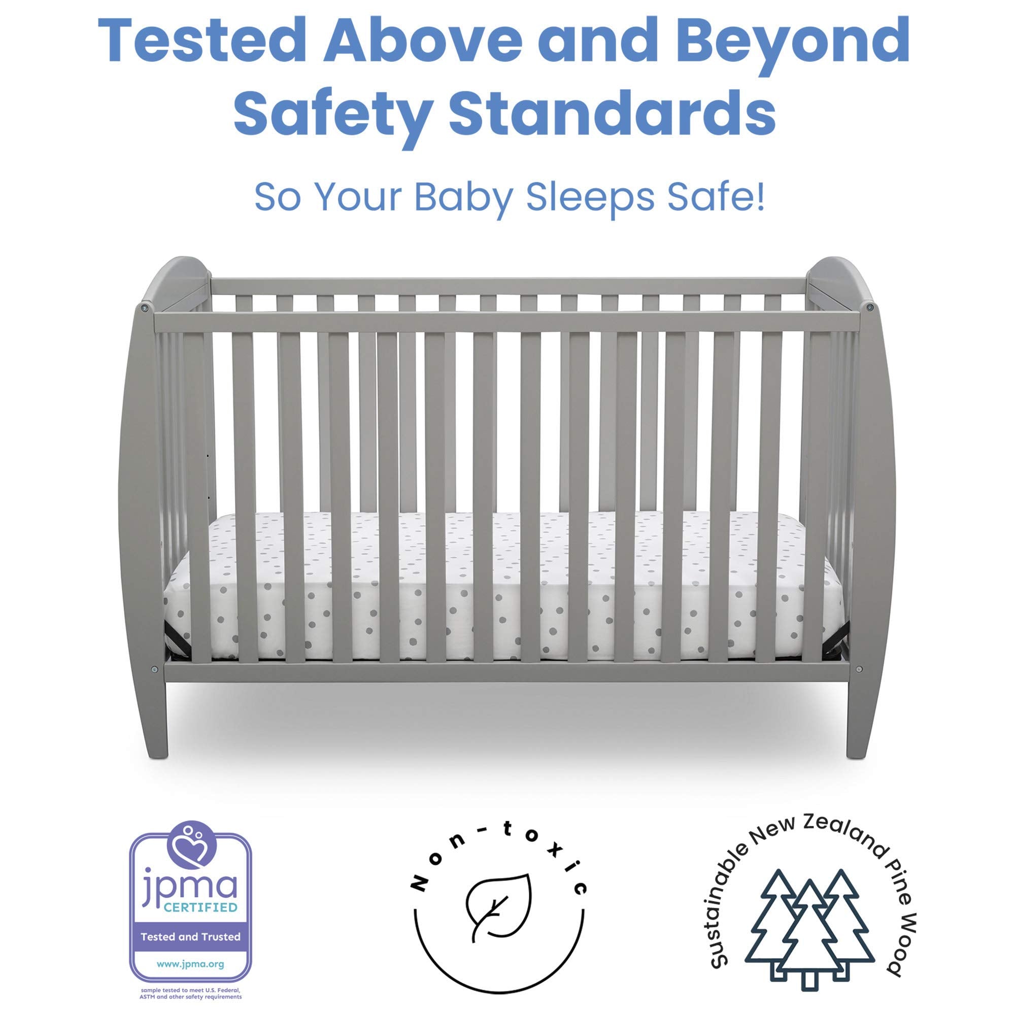 Taylor 4-in-1 Convertible Baby Crib, Easy to Assemble, Sustainable New Zealand Wood,