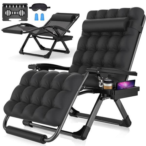 Oversized Zero Gravity Chair,33In XXL Lounge Chair w/Removable Cushion&Headrest