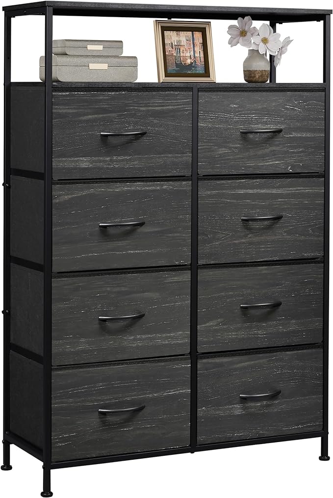 Fabric Dresser for Bedroom, Tall Dresser with 8 Drawers, Storage Tower with Fabric Bins