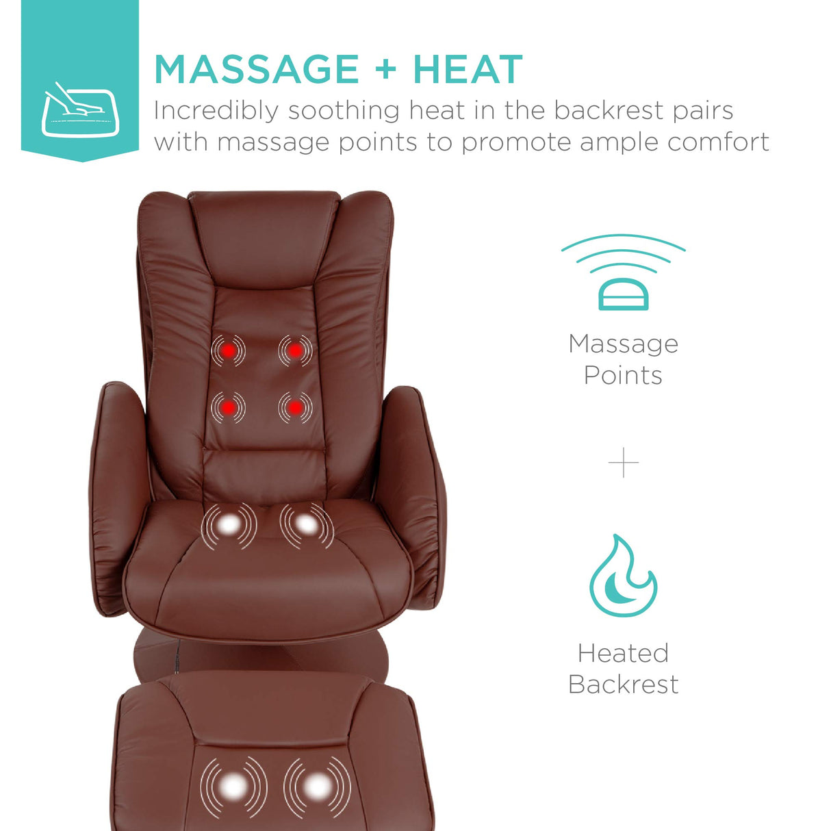 Faux Leather Electric Massage Recliner w/Stool Footrest Ottoman