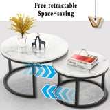 Modern Round Nesting Coffee Table Set of 2, Marbling Stack Side Tables, End Tables