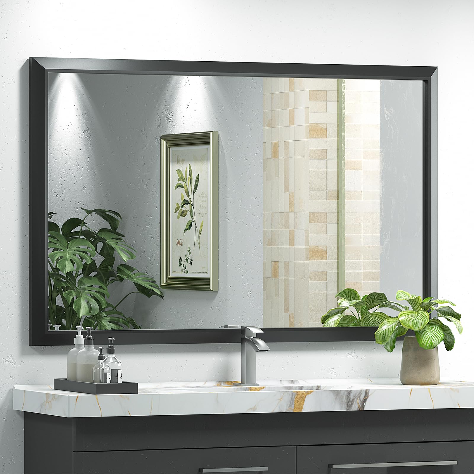 Bathroom Mirrors for Over Sink, Metal Framed Vanity