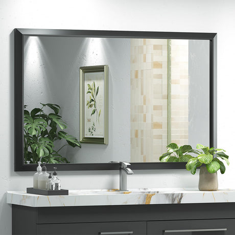 48x40 Inch Matte Black Bathroom Mirrors for Over Sink, Metal Framed Vanity