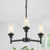 6-Light Farmhouse Modern Chandelier, Black Chandelier for Living Room Light Fixture