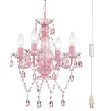 Chandelier Lighting with Cord Pink Chandelier Small Crystal Chandelier 4 Light Girls