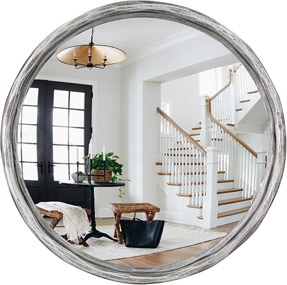 12" Gold Round Convex Mirror - Decorative Wall Mirror