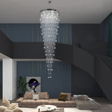 Modern Large Crystal Chandelier for High Ceilings, Raindrop Round Large Foyer