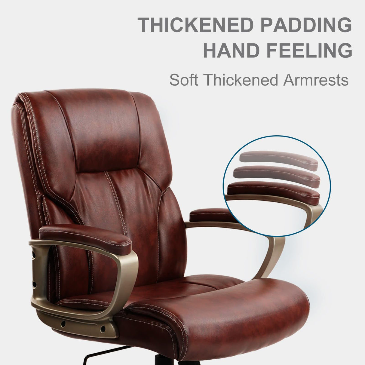 Executive Office Chair Managerial Chair with Soft Padded Armrest, Ergonomic PU Leather