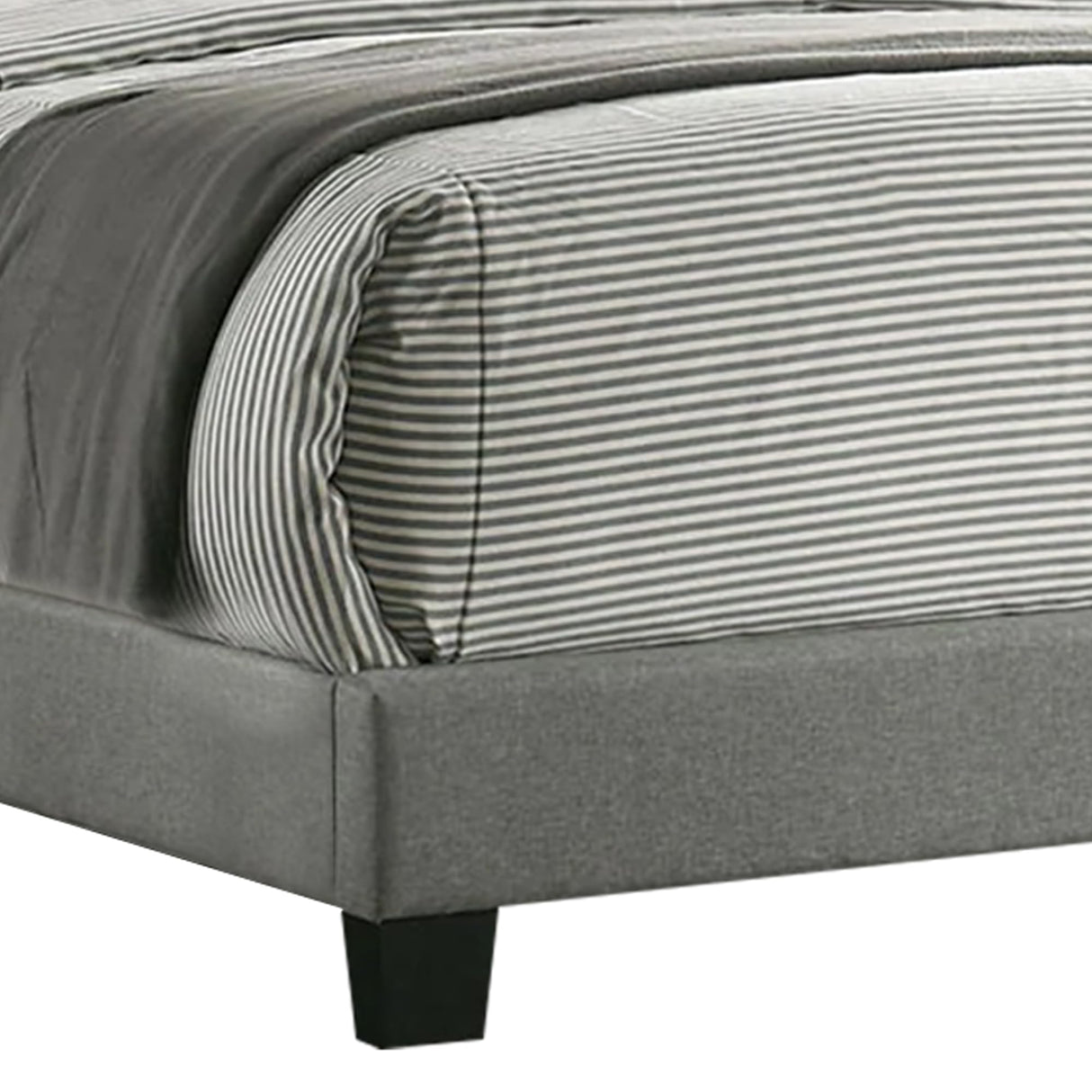 Kail California King Bed, Wingback, Channel Tuft, Light Gray Upholstery