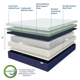 Shiloh Hybrid 12 Inch Cooling Gel Memory Foam and Innerspring Coil Mattress