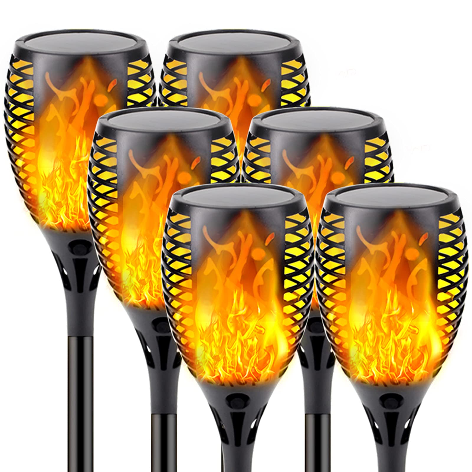 Upgraded Larger Solar Lights Outdoor, 6 Pack Flickering Flame Solar Torch Lights