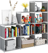 Portable Bookcase, 9 Cube Closet Storage Organizer Bookshelf,Clothes Storage for Living Room,Study Room,Bedroom, Black