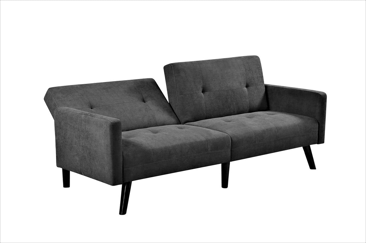 Velvet Square Arm Sofa Bed Sofabed, Dark Grey