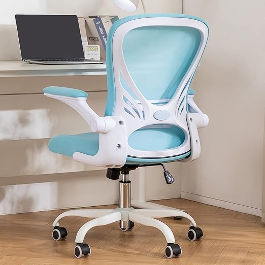 Desk Chair Mesh Office Chair with Flip-up Arms Mid Back Swivel Computer Chair Home