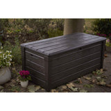 Outdoor Storage Deck Box, for Patio, Backyard & Garden, Brightwood, 120 Gal, Brown