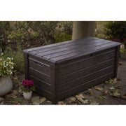 Outdoor Storage Deck Box, for Patio, Backyard & Garden, Brightwood, 120 Gal, Brown