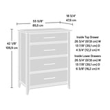 Summit Station 4-Drawer Chest, L: 34.65" x W: 18.74" x H: 42.32", Laurel Oak finish