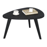 Small Oval Coffee Table,31.5" Black Leaf-Shaped Center Table
