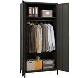 Metal Armoire, Wardrobe Closet Cabinet with Hanging Rod and Shelves for Bedroom