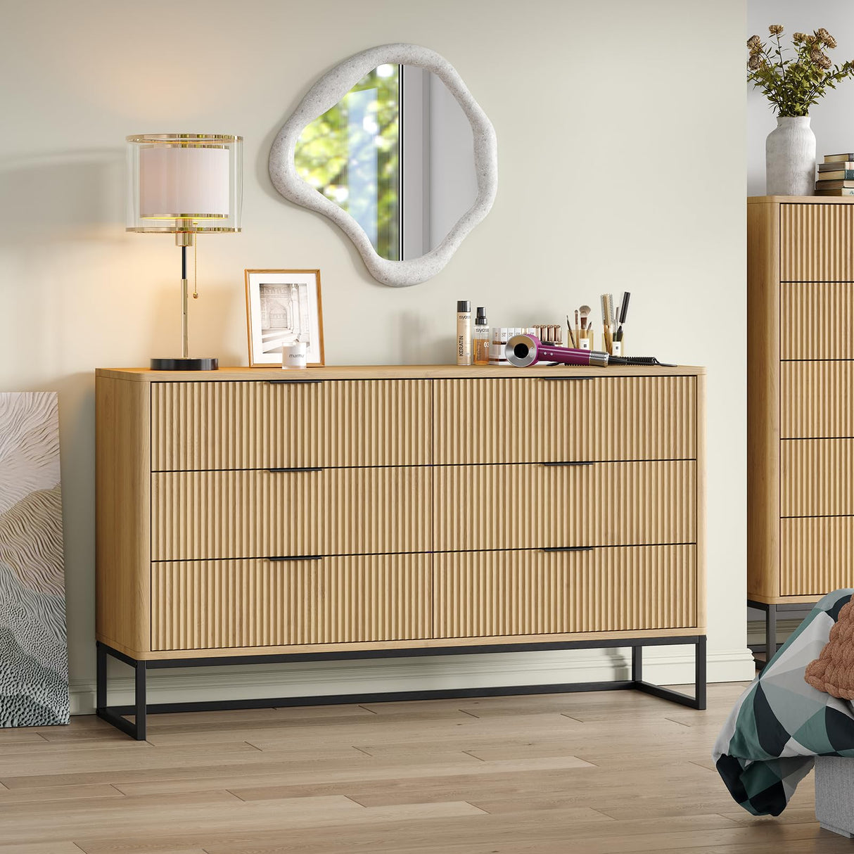 Furniouse 6 Drawer Double Dresser Modern Dresser Wood Storage Dressers & Chests of Drawers for Closet, Bedroom Living Room, Hallway