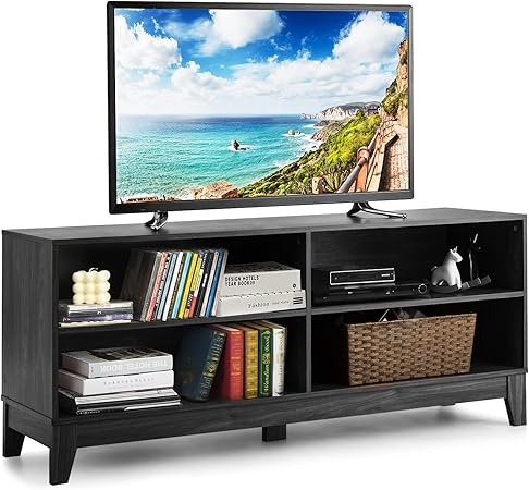 Wood TV Stand for TVs to 55, 65 Inch Flat Screen, Home Living Room Storage Console,