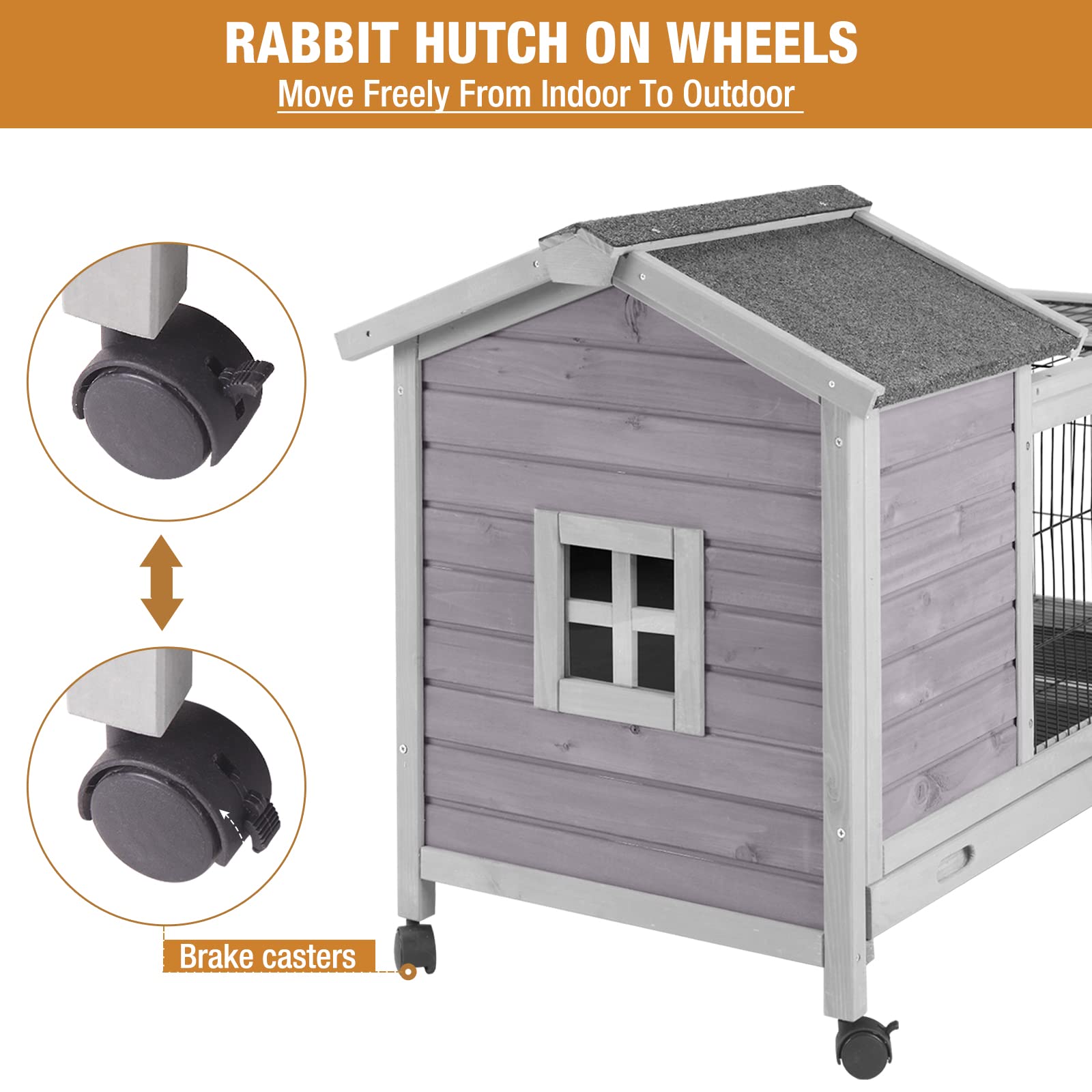 Rabbit Hutch Indoor Outdoor Bunny Cage Upgrade Large Space for Rabbit,Guinea Pig