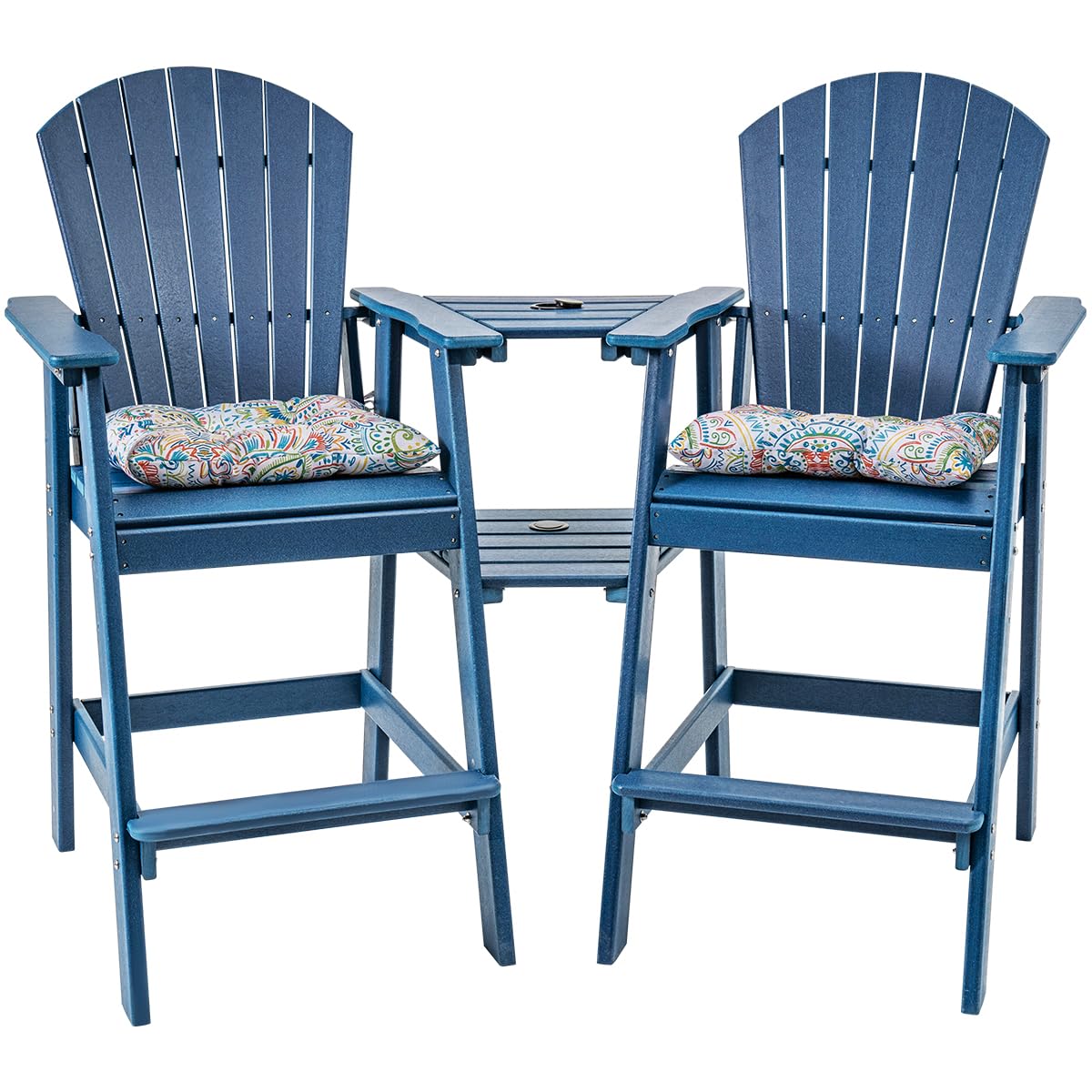 Tall Adirondack Bar Set, Patio Umbrella Table and Bar Chairs