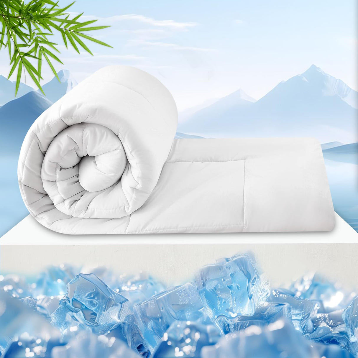 Cooling Comforter Queen Rayon Derived from Bamboo for Hot Sleeper-Luxury Down